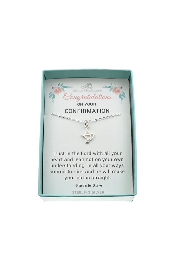 Dove Necklace in Sterling Silver. Confirmation Gift for Her. Religious Jewelry for Her.