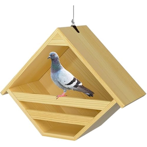 Dove Nesting Box, Solid Wood Mourning Dove Nesting Box, Triangular Opening Birdhouses for Outdoors, Pigeon House with Hanging Rope, 11.2" H x 6" D x 14" W, Nesting Pad Not Included