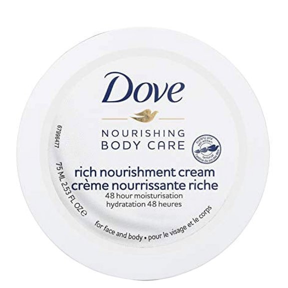 Dove Body Love Rich Nourishment Cream, Face, Hand & Body Lotion for Extremely Dry Skin, Fast-Absorbing 72-Hour Moisturizing Cream with Ceramide Serum, Travel Size, 2.53 Oz E11
