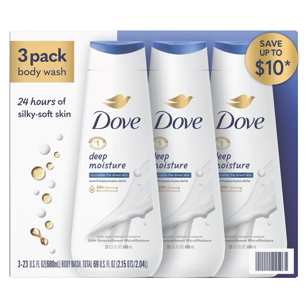 Dove Nourishing Body Wash, Deep Moisture, 23 Fluid Ounce (Pack of 3