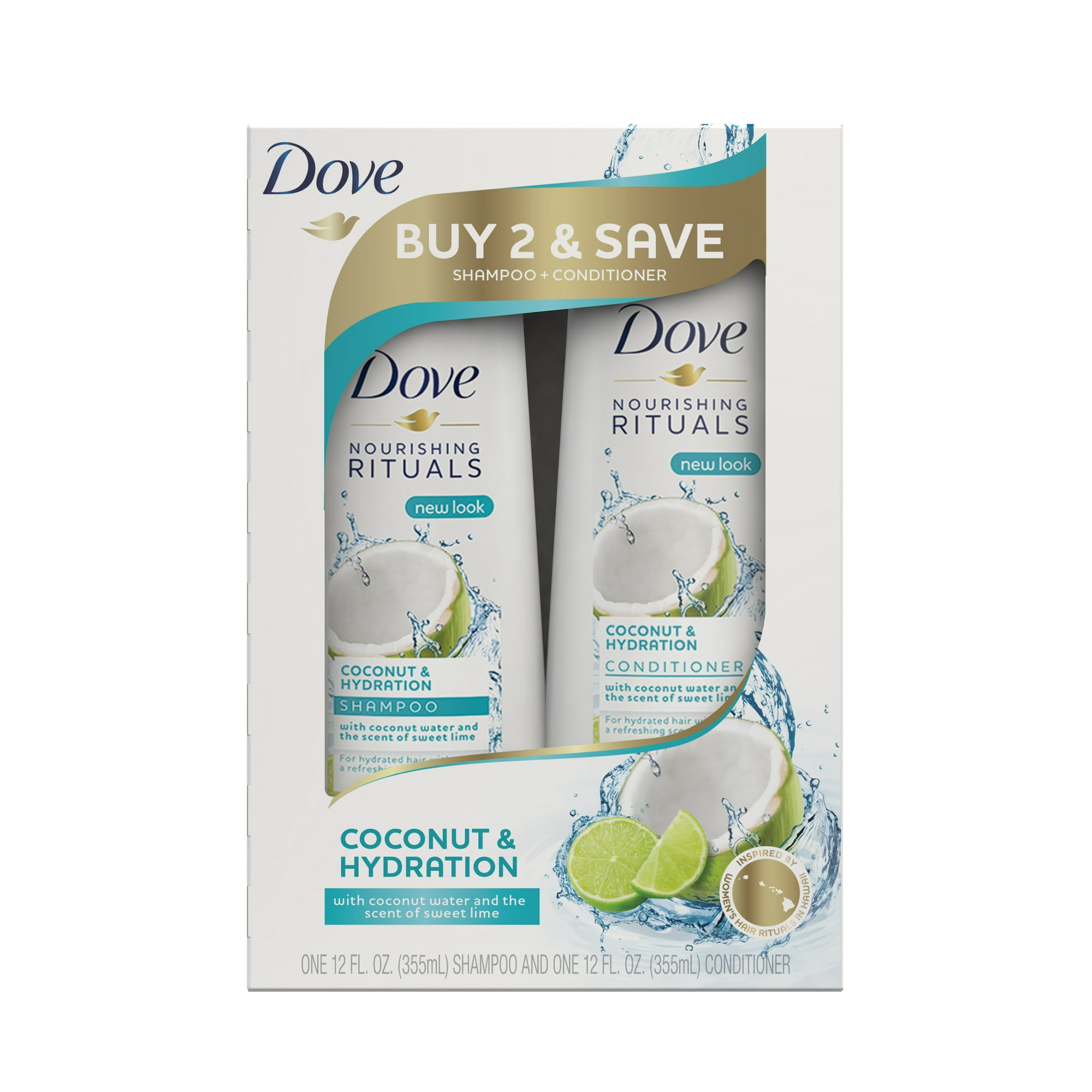 Dove Nourishing Secrets Coconut & Hydration Shampoo and Conditioner, 12 oz, 2 count