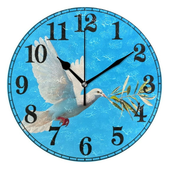 Dove Of Peace Flying Silent Wall Clock 10" Non-Ticking Battery Clock