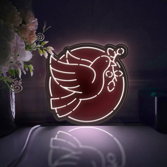 Dove Of Peace Led Light Box, Dimmable Neon-Like Light Signs USB Power for Wall Decor Bedroom Decoration, Static Light (WxH) 6"x6"