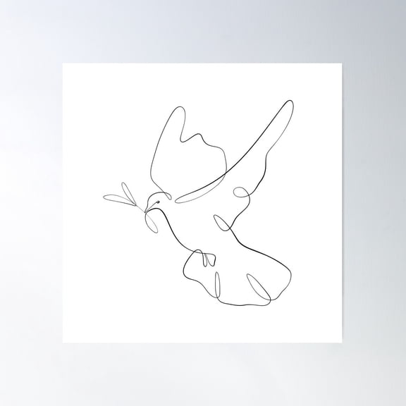 Dove Of Peace, Minimalist Dove, One Line Art Bird Poster Wall Art, Modern Wall Decor For Living Room Bedroom, 30x30 UNFRAMED