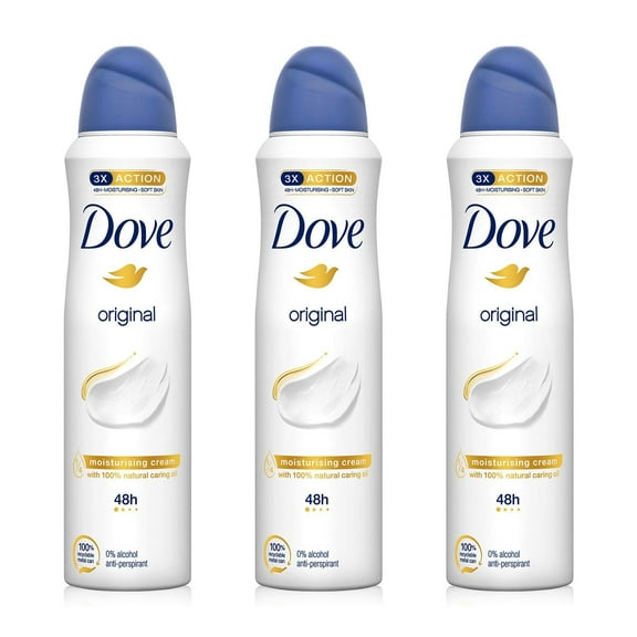 Dove Original Aerosol Antiperspirant Deodorant 150Ml Pack Of 3 Packaging May Vary