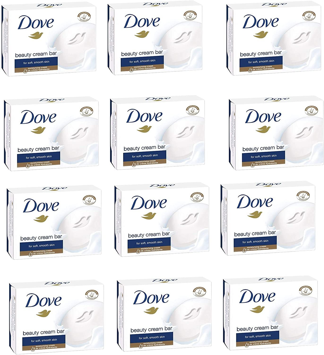 Dove Original Beauty Cream Bar White Soap 100 G / 3.5 Oz Bars Pack of 12 by Dove