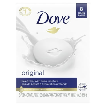 Dove Original Deep Moisturizing Beauty Bar Soap, Unscented, 3.75 oz (8 Bars)