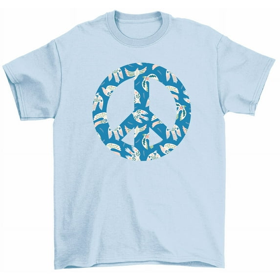 Dove Peace Sign T-Shirt Birds Hippie Peace Symbol Tee Men Women