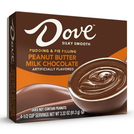 Dove Peanut Butter Milk Chocolate Instant Pudding Mix and Pie Filling, 4 Servings, 3.22 oz Cardboard Box