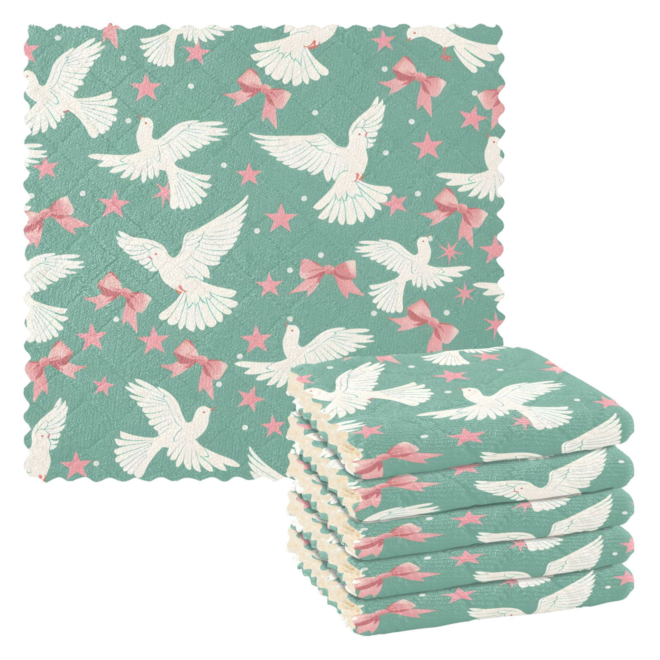 Pink. Shop Rags Dove Pink Bows Stars Kitchen Cloth Dish Towels for Drying Washing ...