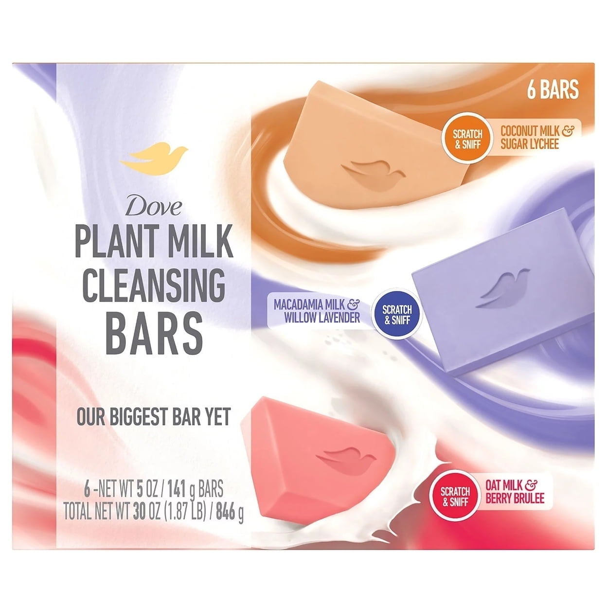 Dove Plant Milk Bar Soap, 5 Ounce (Pack of 6)
