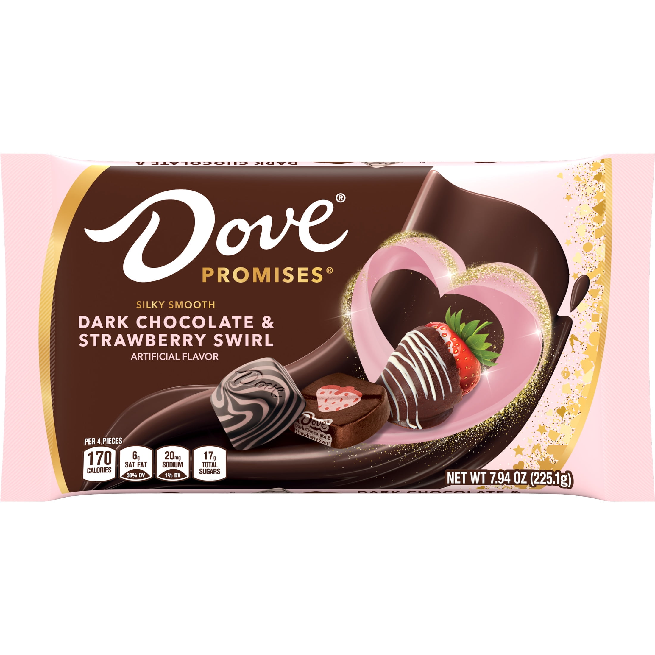 Dove Promises Dark Chocolate & Strawberry Swirl Valentine's Day Candy - 7.94 oz Bag