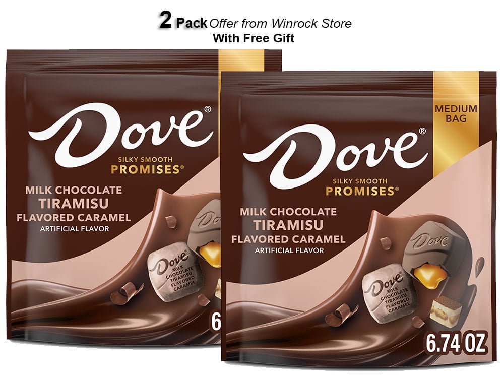 Dove Promises Milk Chocolate Tiramisu Caramel Candy - 6.74 oz Bag (2 Pack) Free Gift from Winrock Store
