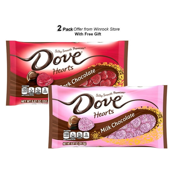 Dove Promises Valentine's Day Heart Chocolate Candy Bag - 8.87 oz & Dove Promises Dark Chocolate Valentines Day Candy Gifts - 8.87 oz (2 Pack) Free Gift from Winrock Store