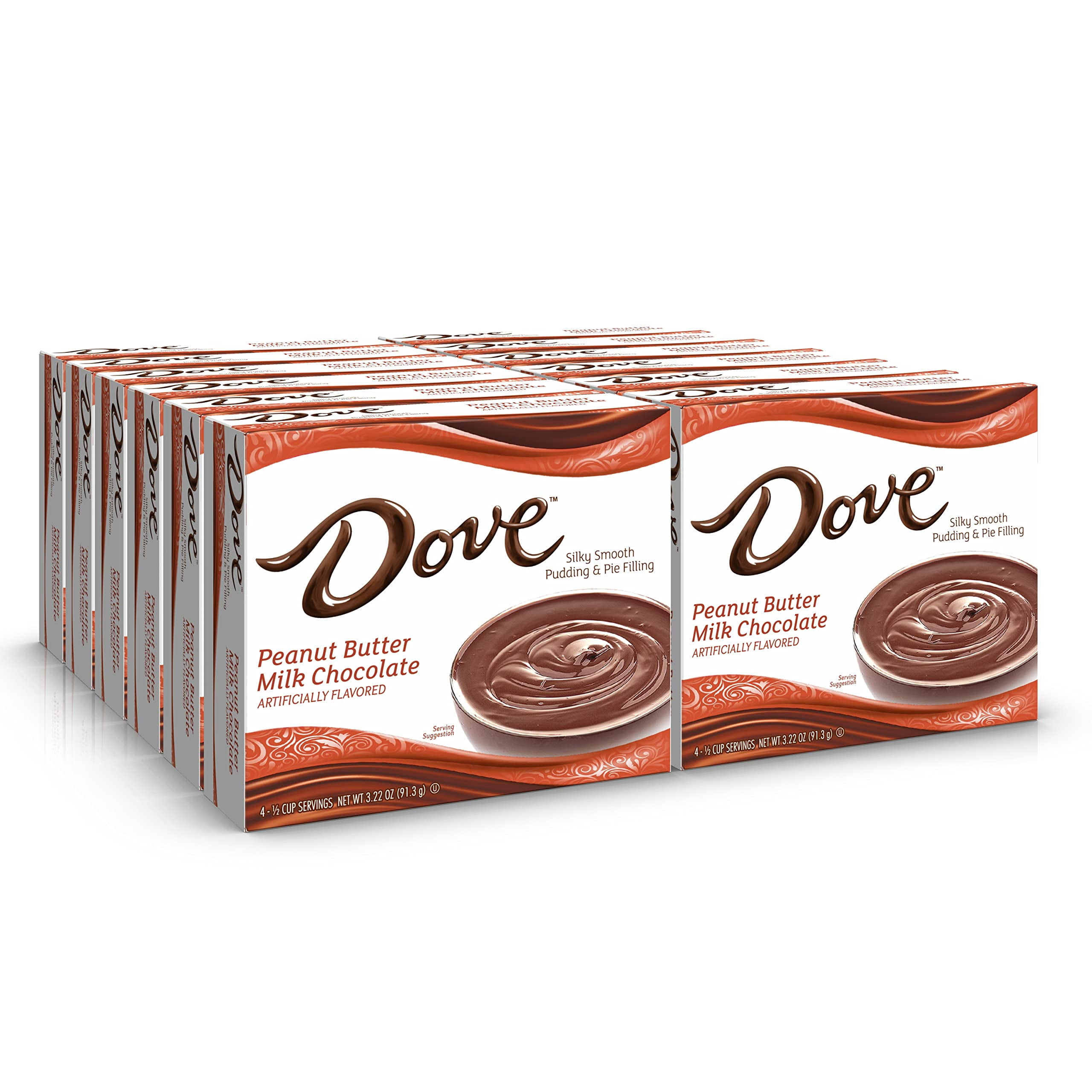 Dove Pudding Mix, 3.34 oz. Box (12 Pack), Peanut Butter Milk Chocolate