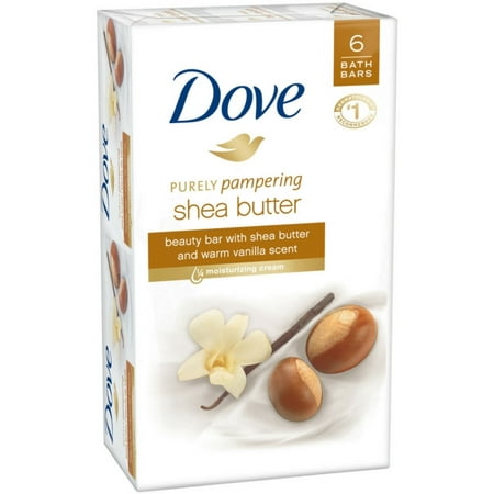 Dove Purely Pampering Beauty Bar Shea Butter 4 oz, 6 Bar (Pack of 3)