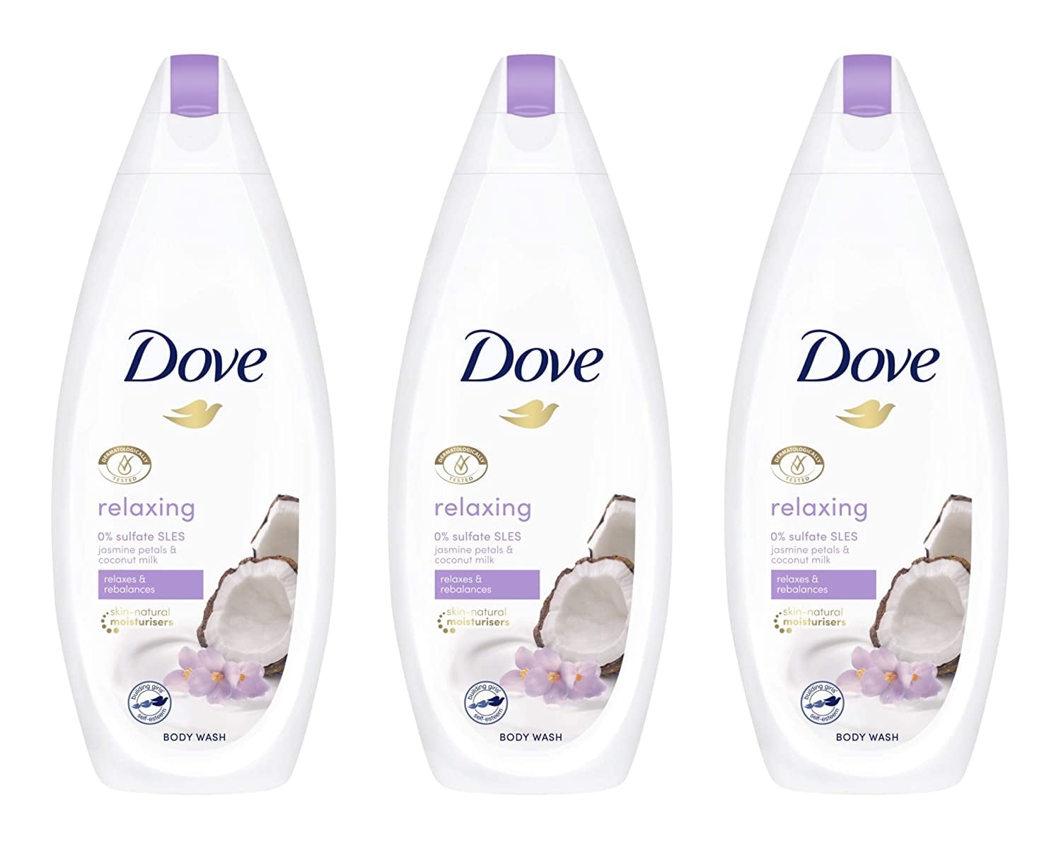 Dove Purely Pampering Coconut Milk with Jasmine Petals Body Wash 500ML (3 pack) Design may vary