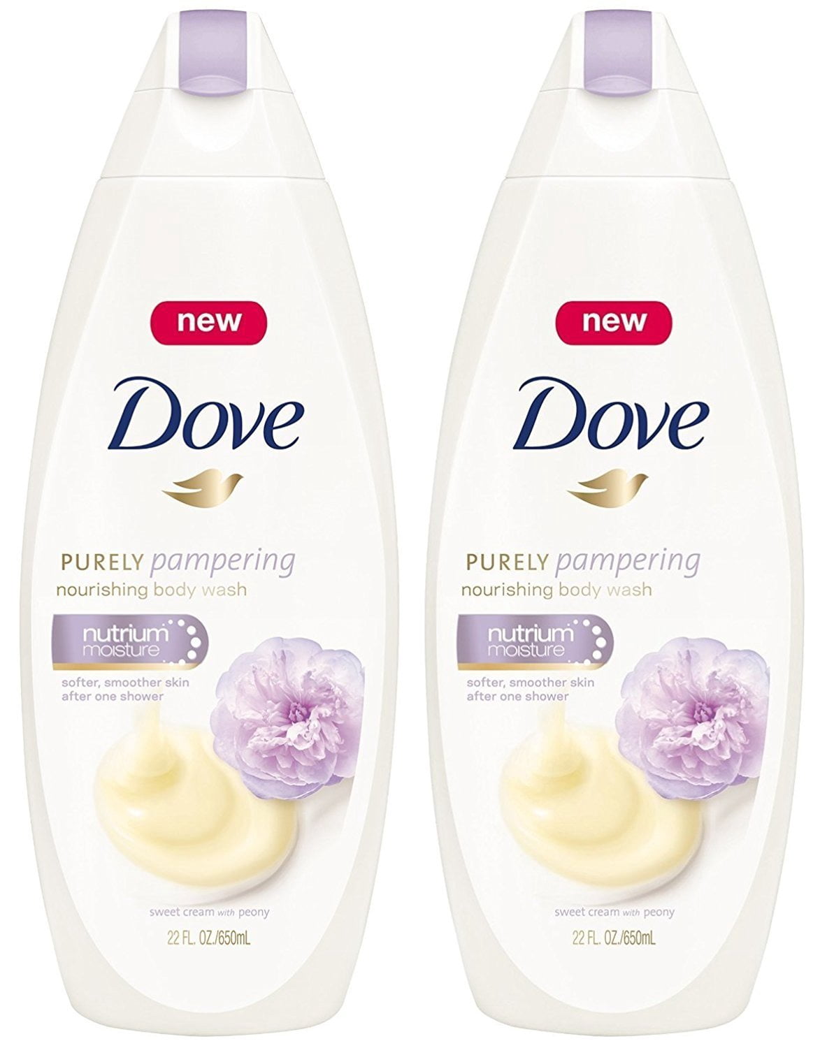 Dove Purely Pampering Nourshing Body Wash, Sweet Cream & Peony 22 oz Pack of 2
