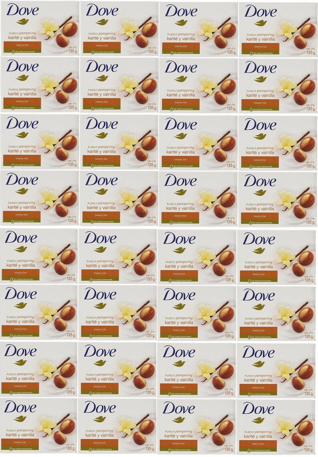 Dove Purely Pampering Shea and Vanilla Beauty Bar Soap, 4.75 Ounce / 135 Gram (Pack of 32) Imported Version