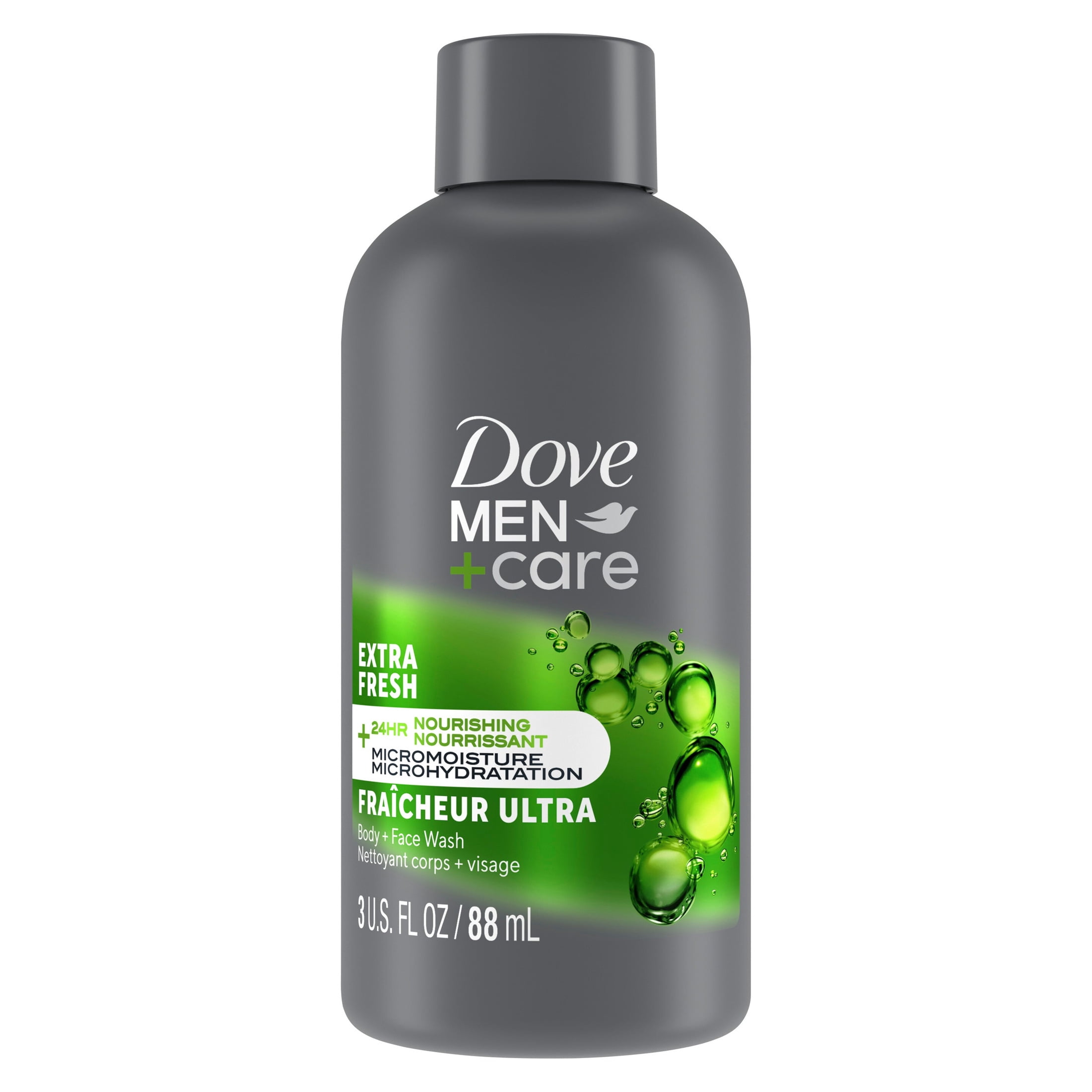 Dove Refreshing Extra Fresh with 24-Hour Nourishing Micromoisture Technology Body Wash for Men, 3 fl oz