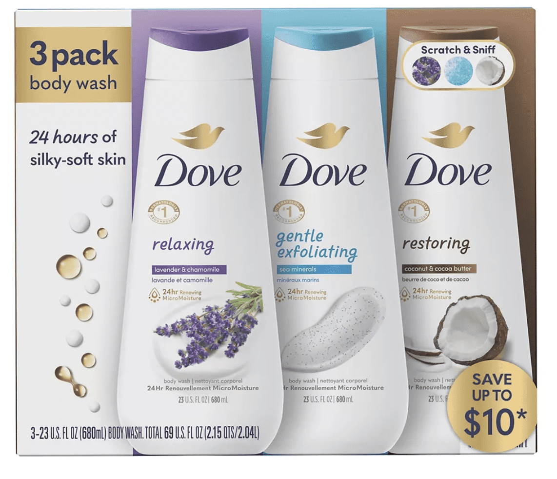 Dove Relax, Exfoliate & Restore Body Wash Variety Pack, 3 pk./23 oz.