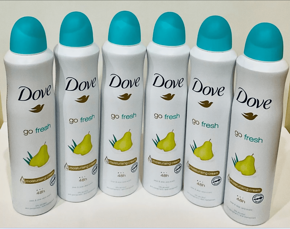 Dove Go Fresh Antiperspirant Body Spray 250Ml Pear & Aloevra 6-Pack)