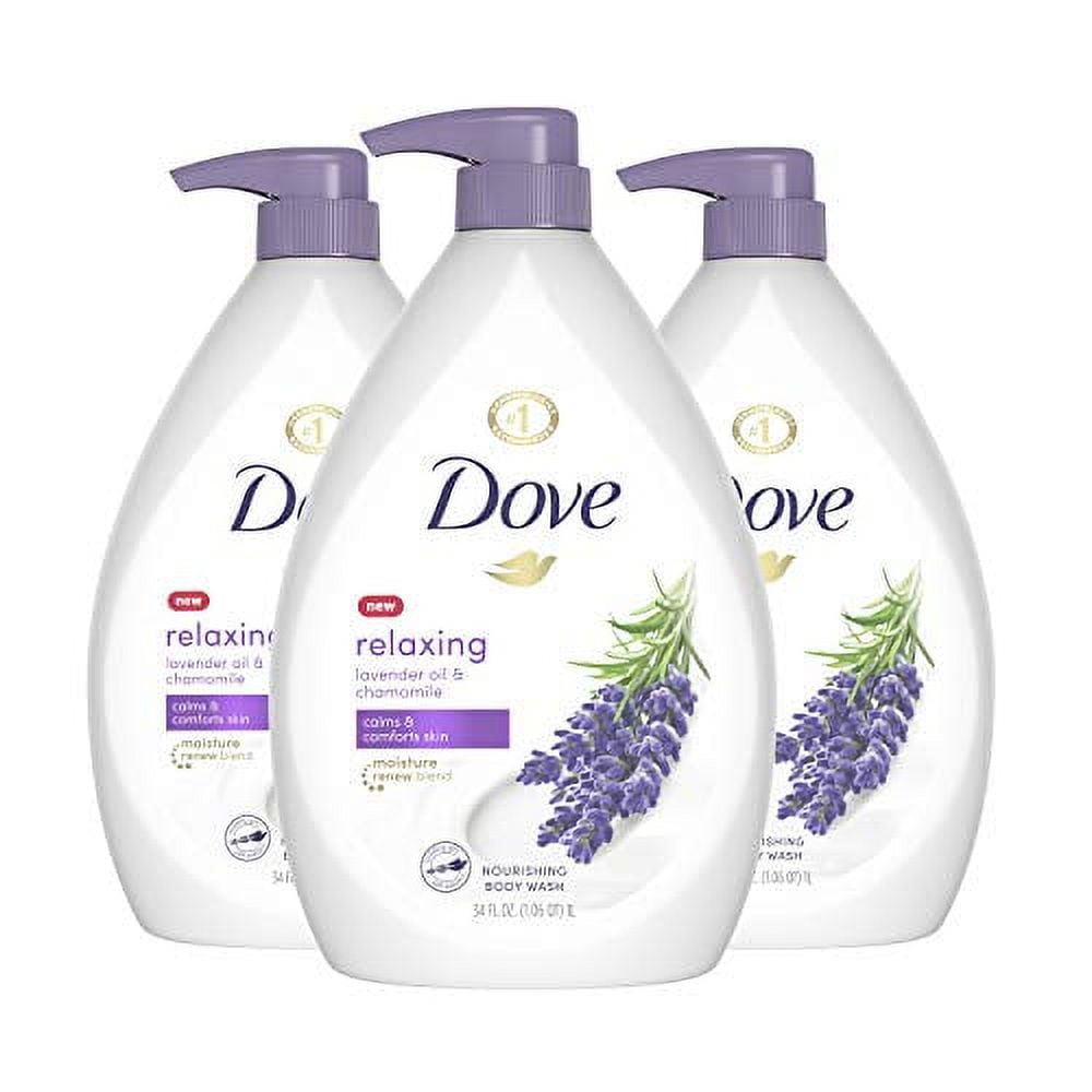 Dove Relaxing Nourishing Body Wash, Lavender Oil & Chamomile, 34 fl oz (3 pack) (Bundle)