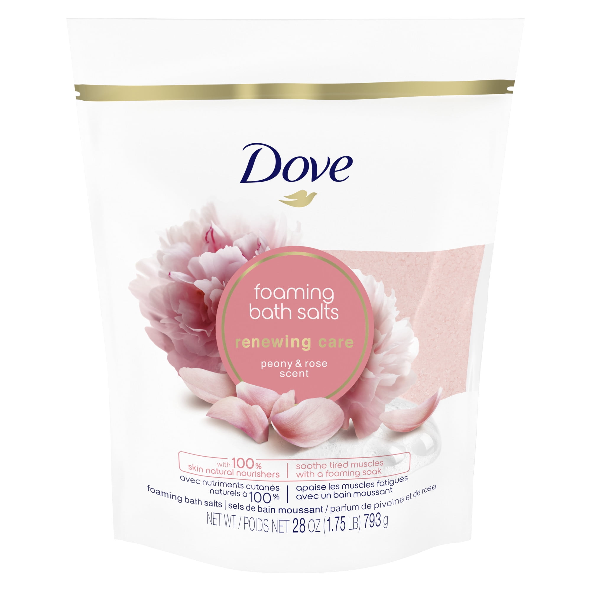 Dove Renewing Care Foaming Bath Salts Peony and Rose, 28 Oz.