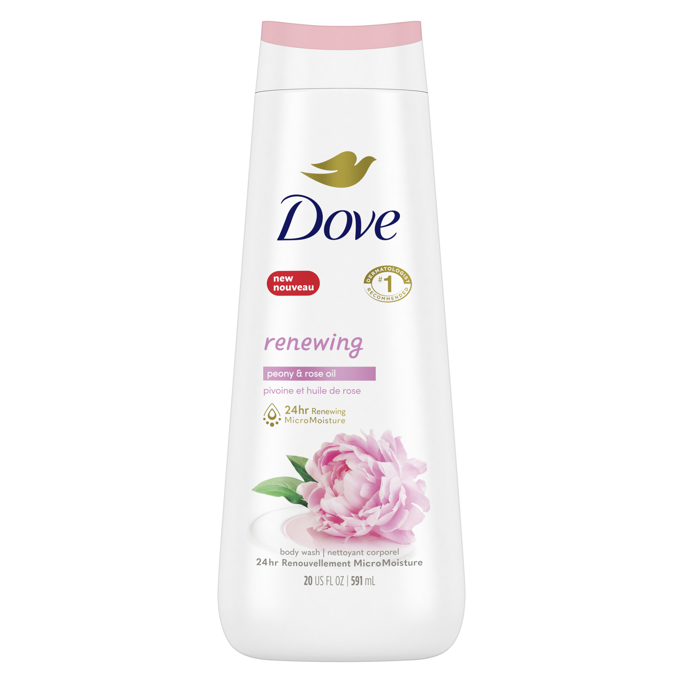 Dove Renewing Gentle Women's Body Wash for All Skin Type, Peony and Rose Oil, 20 fl oz - image 1 of 11