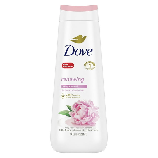 Dove Renewing Gentle Women's Body Wash for All Skin Type, Peony and Rose Oil, 20 fl oz