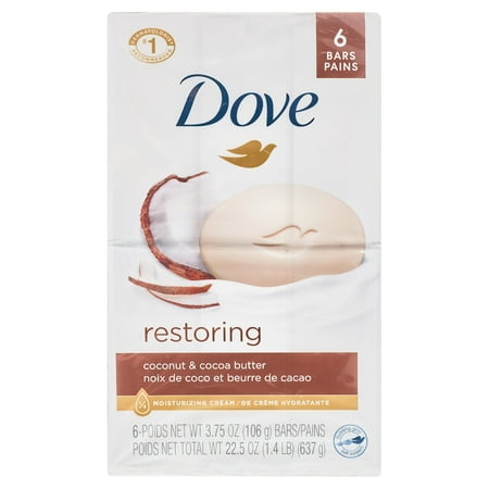 Dove Restoring Coconut and Cocoa Butter Beauty Bar 3.75 oz, 6 Bars