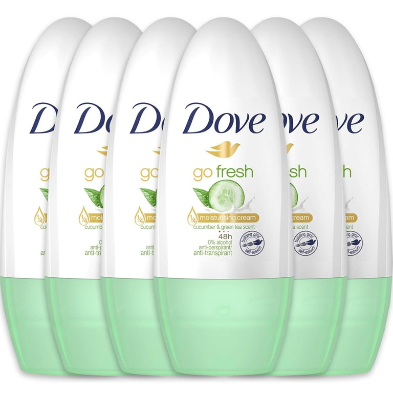 【74gx4本】Dove きゅうり緑茶　制汗剤　デオドラントスティック Dove Roll on Deodorant, 6pk, TSA Approved, Cucumber & Green Tea