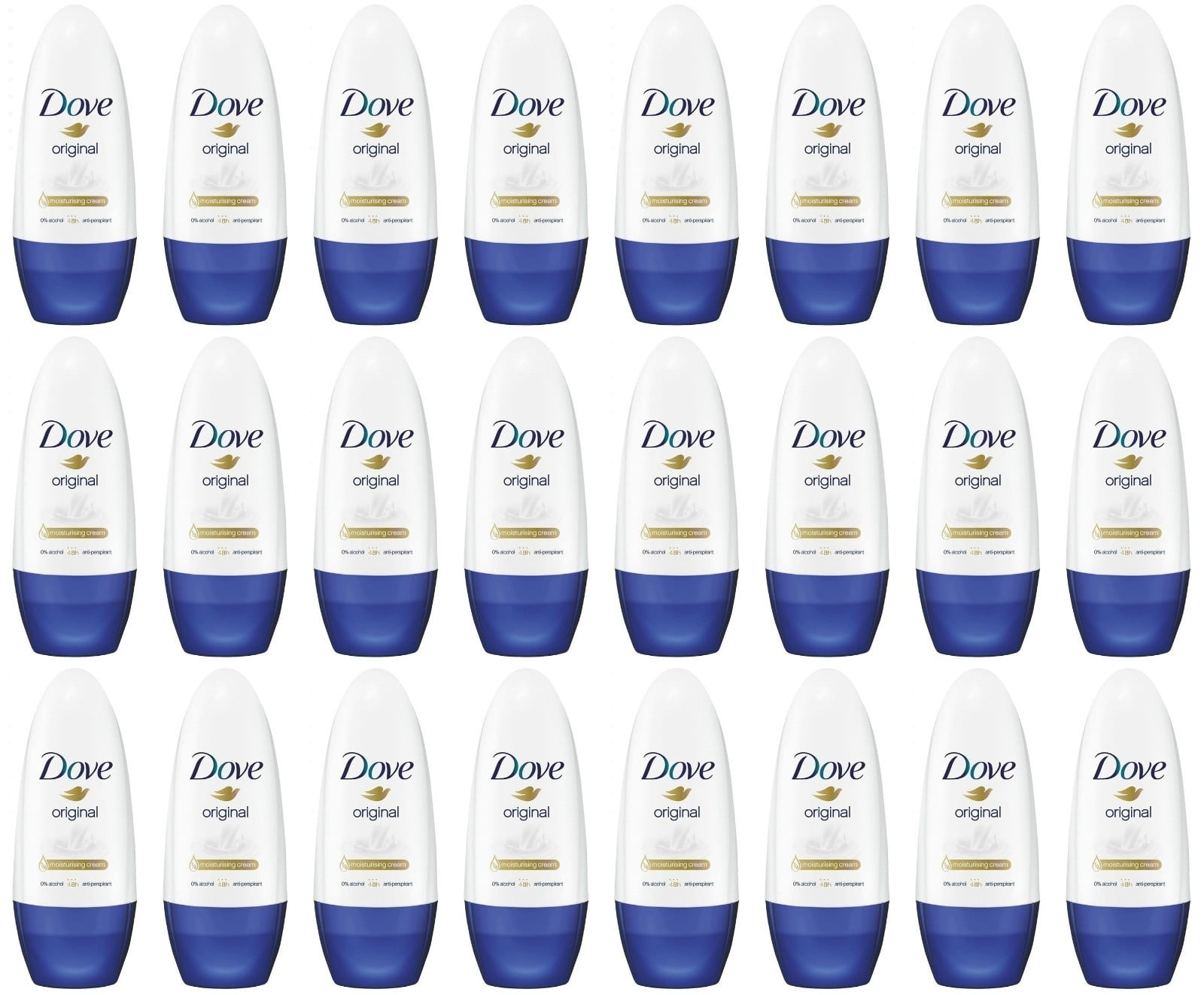 Dove Roll On Original Antiperspirant Deodorant 40ml Alcholol Free Travel Bulk 24