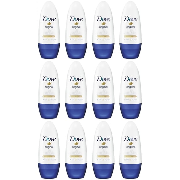 Dove Roll On Original Antiperspirant Deodorant Go Fresh 50ml Alcholol Free 12 PK