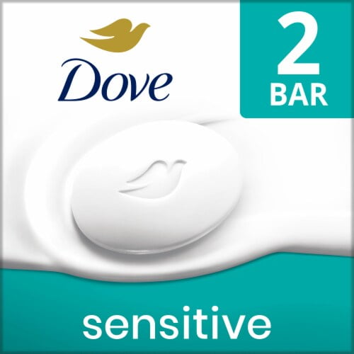 Dove Sensitive Skin 2 Count Beauty Bar Soap Hypoallergenic Fragrance