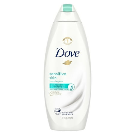 Dove Sensitive Skin Nourishing Body Wash, Hypoallergenic, Unscented, 22 oz