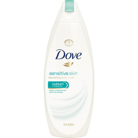 Dove Sensitive Skin Nourishing Body Wash, Unscented, 22 oz (Pack of 3)