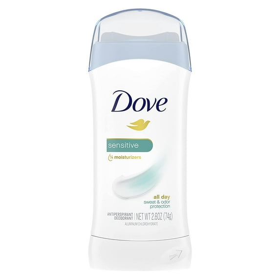 Dove Sensitive Sweat and Odor Protection Women's Antiperspirant Deodorant Stick, 2.6 oz