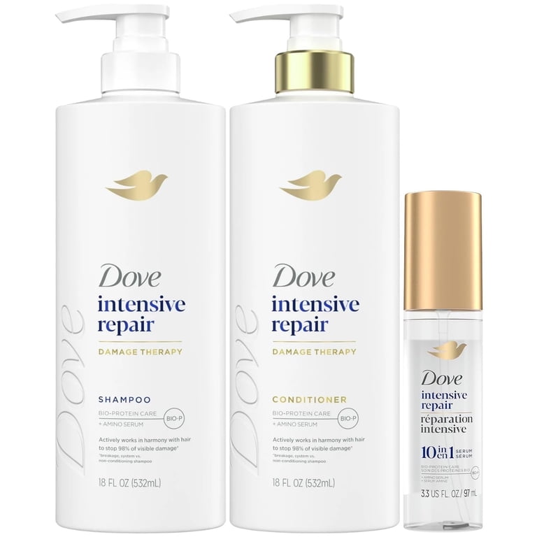 Dove Shampoo Conditioner Serum Set, Intensive Repair for Damaged