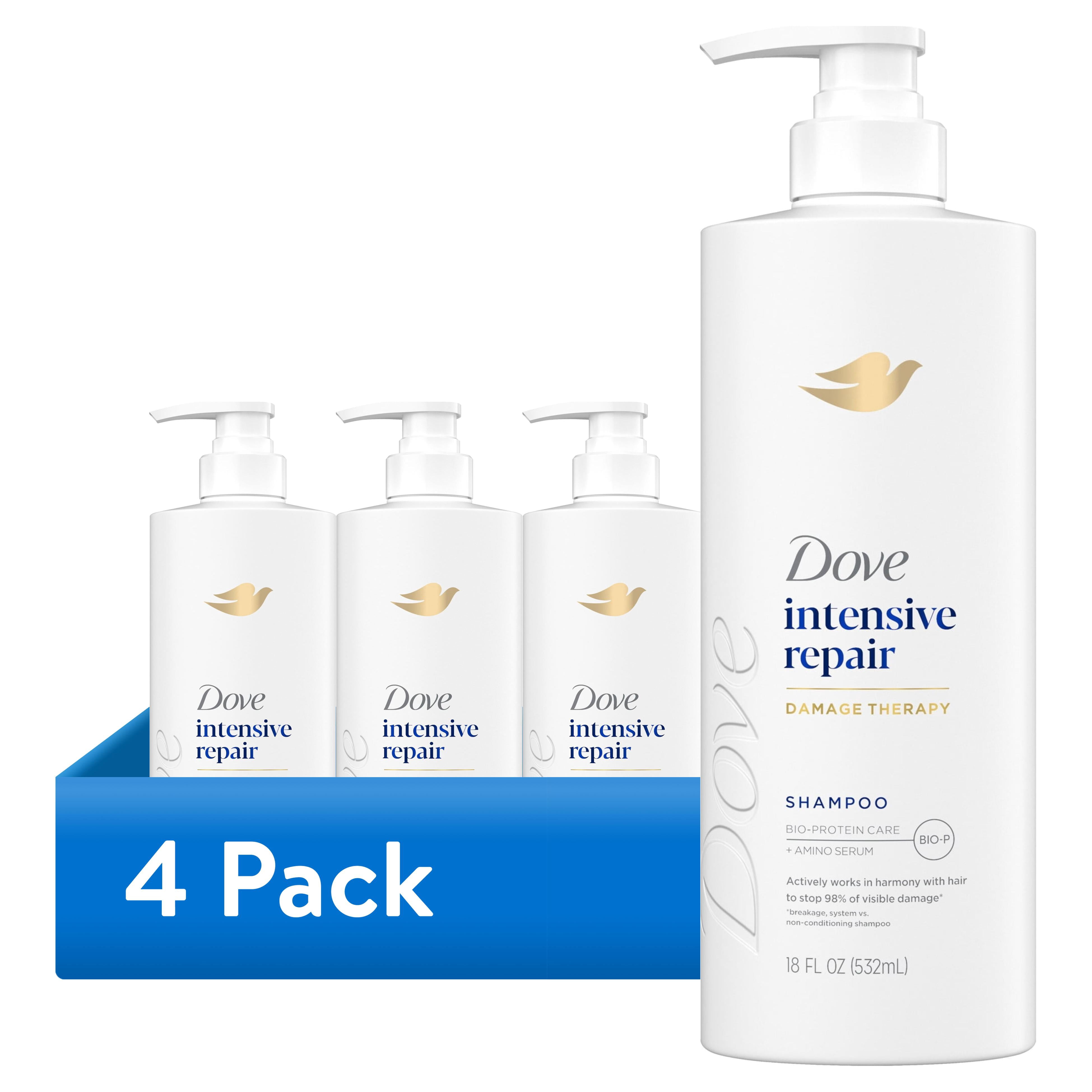(4 pack) Dove Shampoo for Damaged Hair Intensive Repair with Bio-Protein Care Technology and Amino Serum, 18 Fl Oz