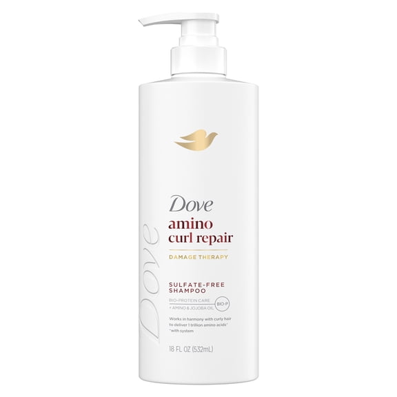 Dove Shampoo for Curly, Coily Hair Amino Curl with Bio-Protein Care Technology + Amino & Jojoba Oil, 18 Fl Oz