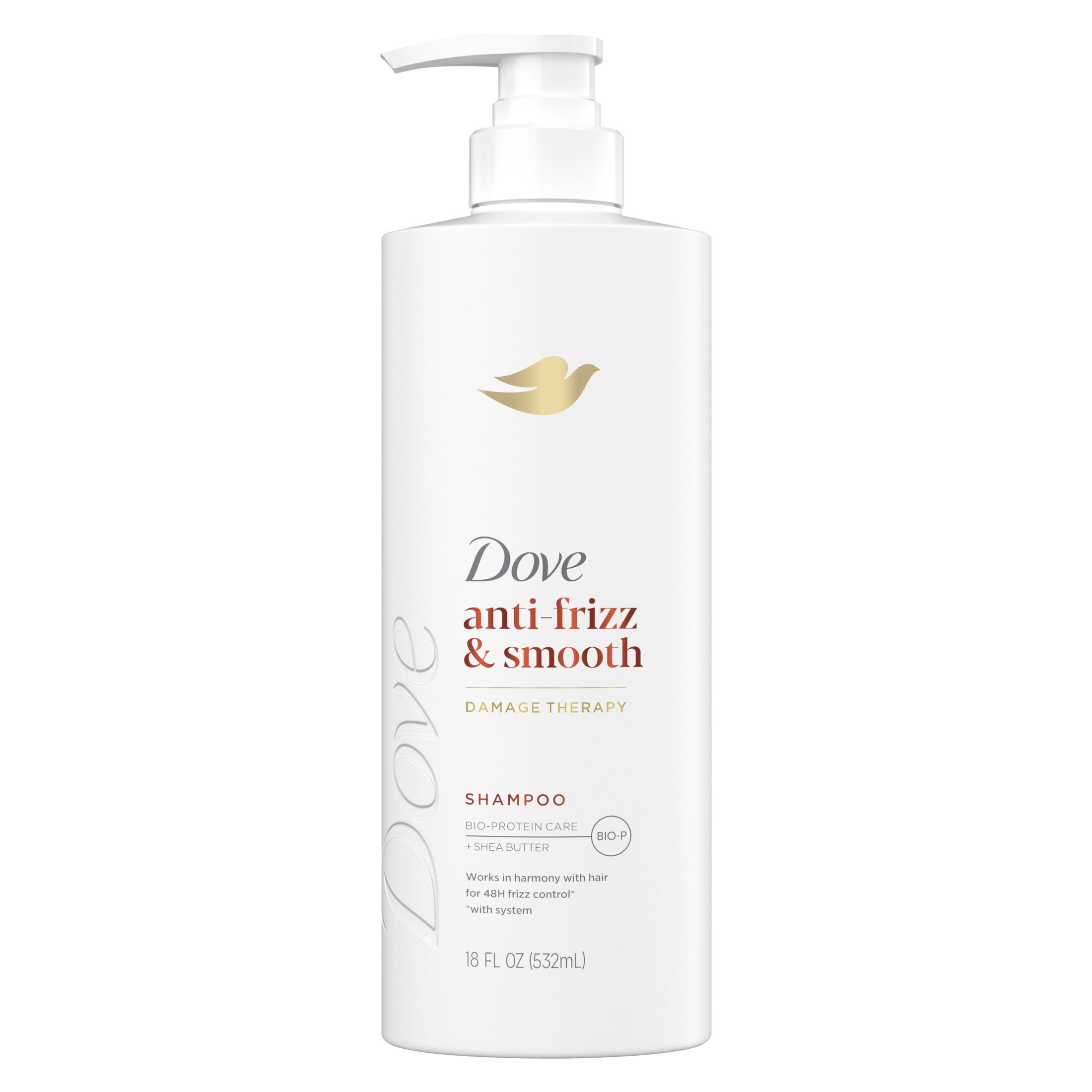 Dove Shampoo for Women Anti Frizz & Smooth with Bio-Protein Care Technology and Shea Butter, 18 oz