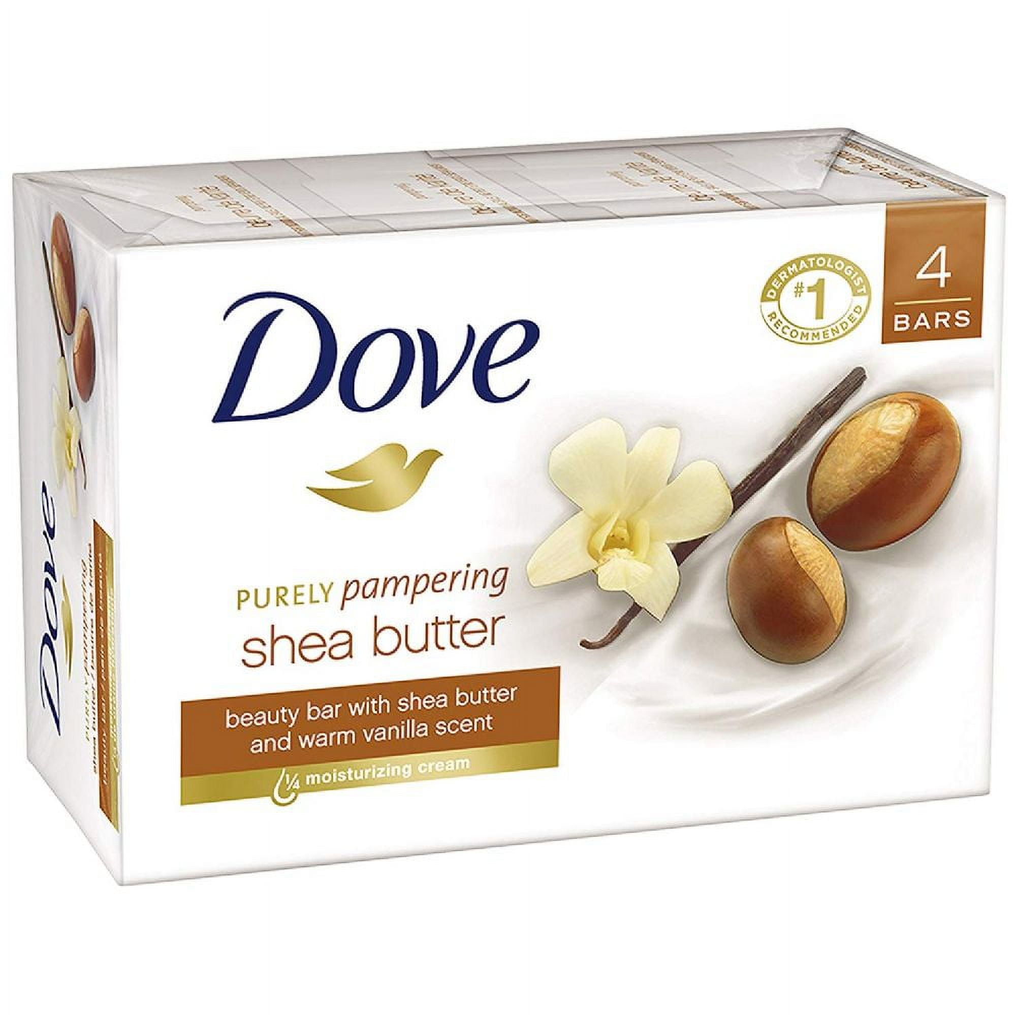 Dove Shea Butter Body Wash Beauty Bar with ¼ Moisturizing Cream Soap, 4 ...