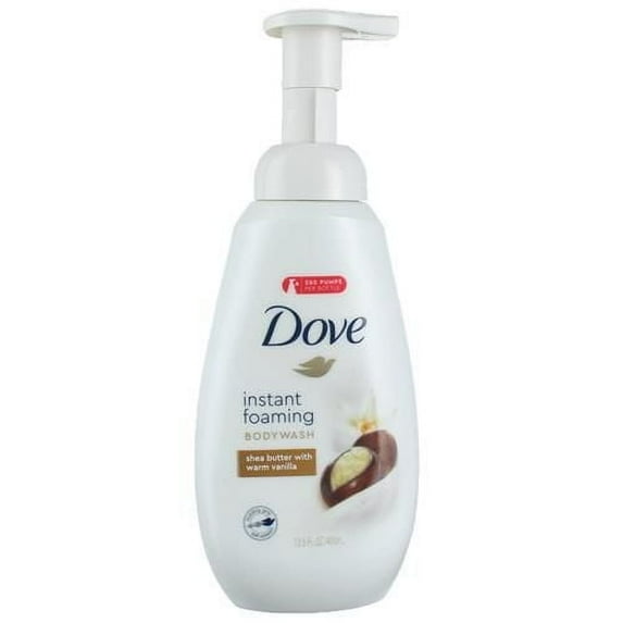 Dove Shower Foam Shea Butter With Warm Vanilla Foaming Body Wash, 13.5 Oz (Pack Of 3) Packaging May Vary