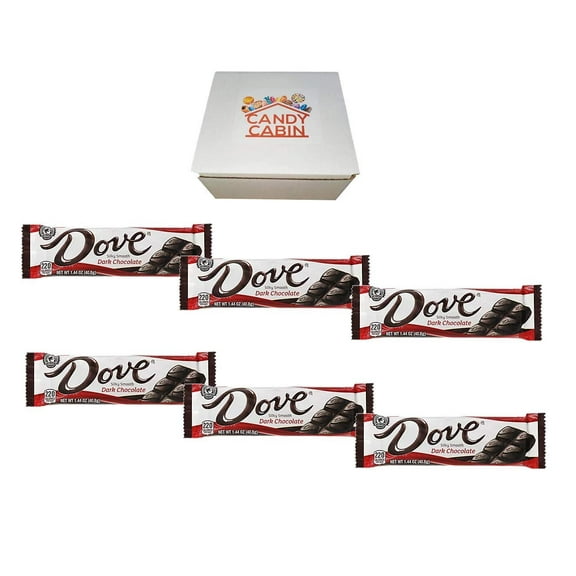 Dove Single Size 1.44 oz Chocolate Bars by CANDY CABIN DarkChocolate, 6 Pack