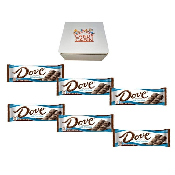 Dove Single Size 1.44 oz Chocolate Bars by CANDY CABIN MilkChocolate, 6 Pack