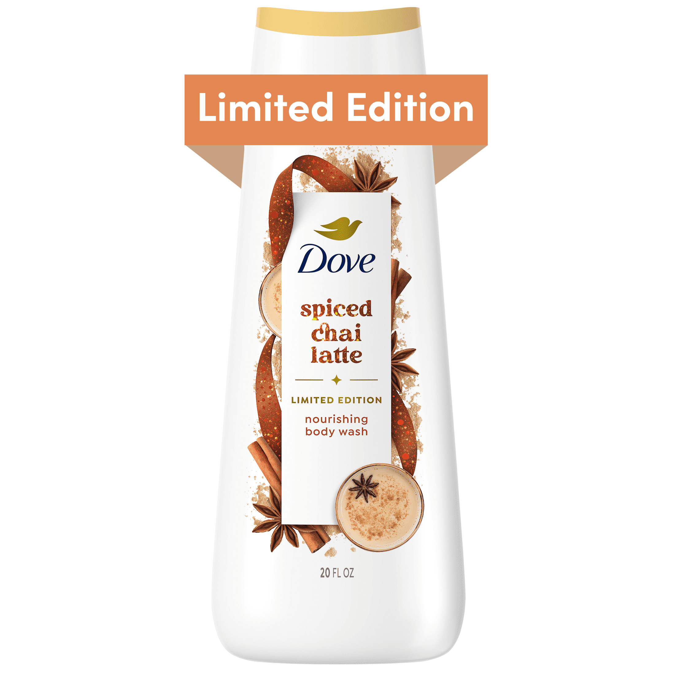 Dove Spiced Chai Latte Liquid Body Wash for Deep Nourishment Holiday Treats Limited Edition, 20 oz