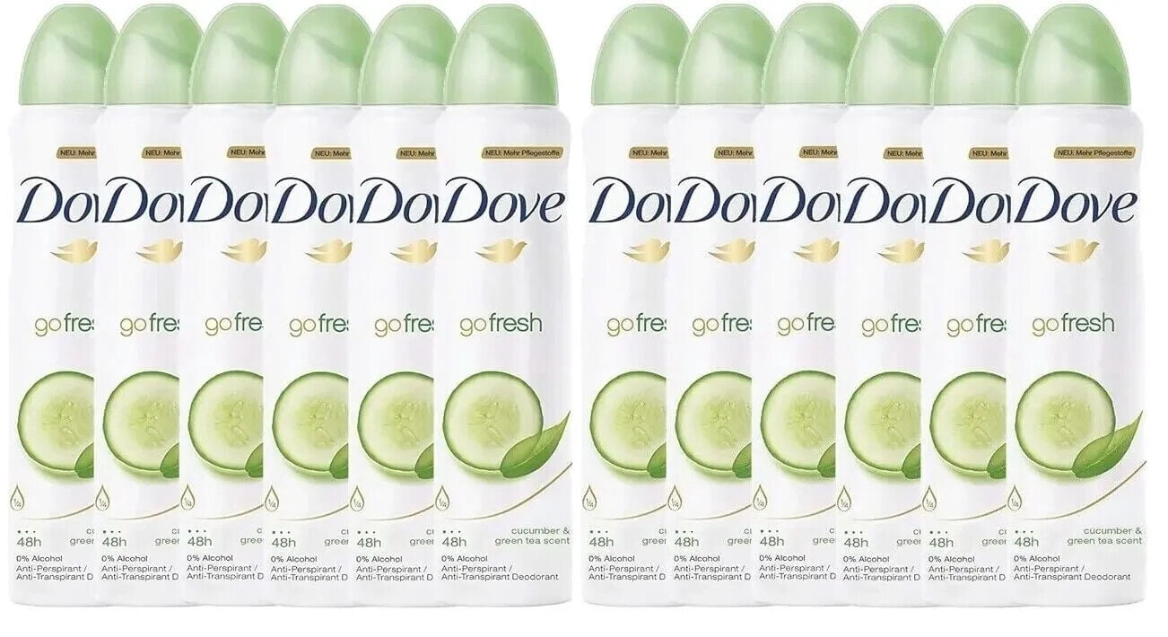 Dove Spray Cucumber Green Tea Antiperspirant Deodorant Spray 150ml -12 Pack