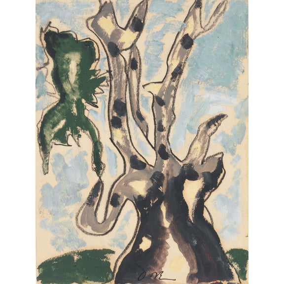 Dove Sycamore Tree Modernist Drawing Painting Extra Large Art Print Wall Mural Poster Premium XL