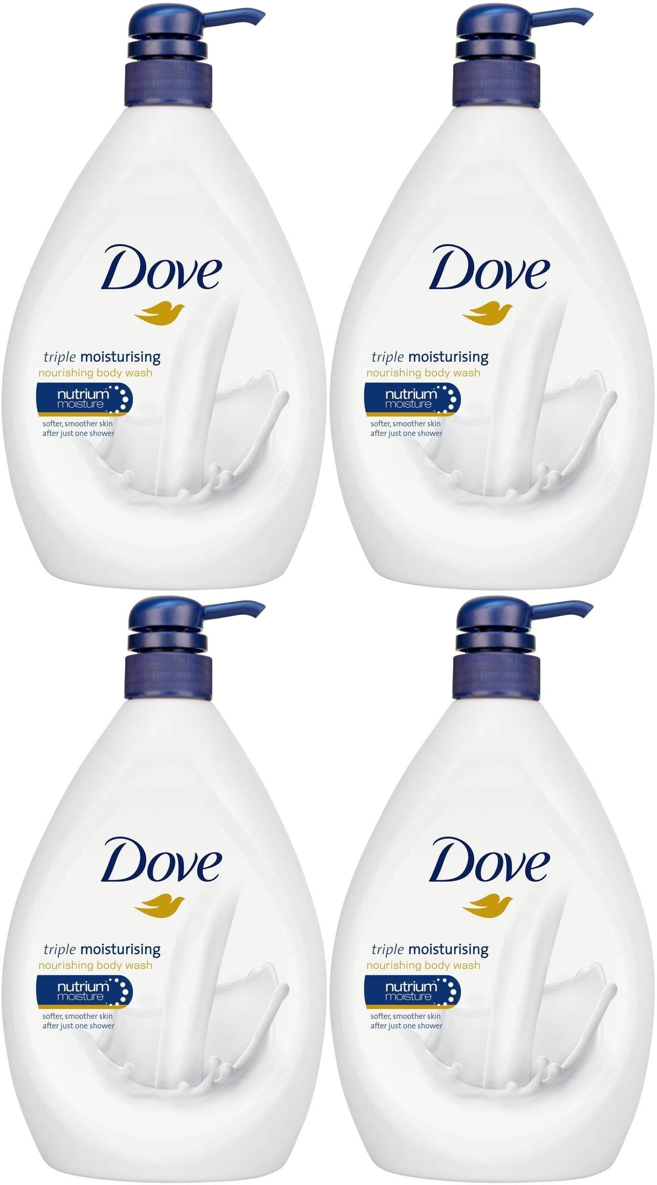 Dove Triple Moisturizing Body Wash, 33.8 Ounce / 1 Liter (Pack of 4) International Version